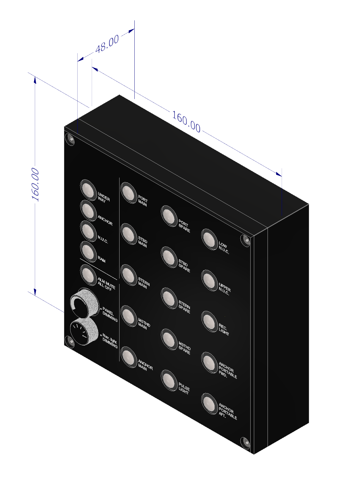 Control panel NLC, 15 ch, Bulkhead mnt, light dim